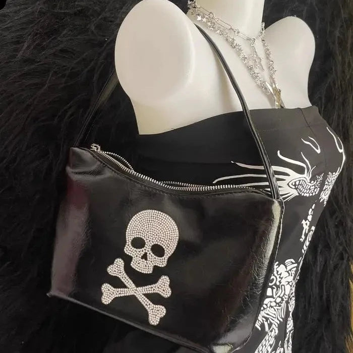 Skull Leather Handbag Shoulder Bag