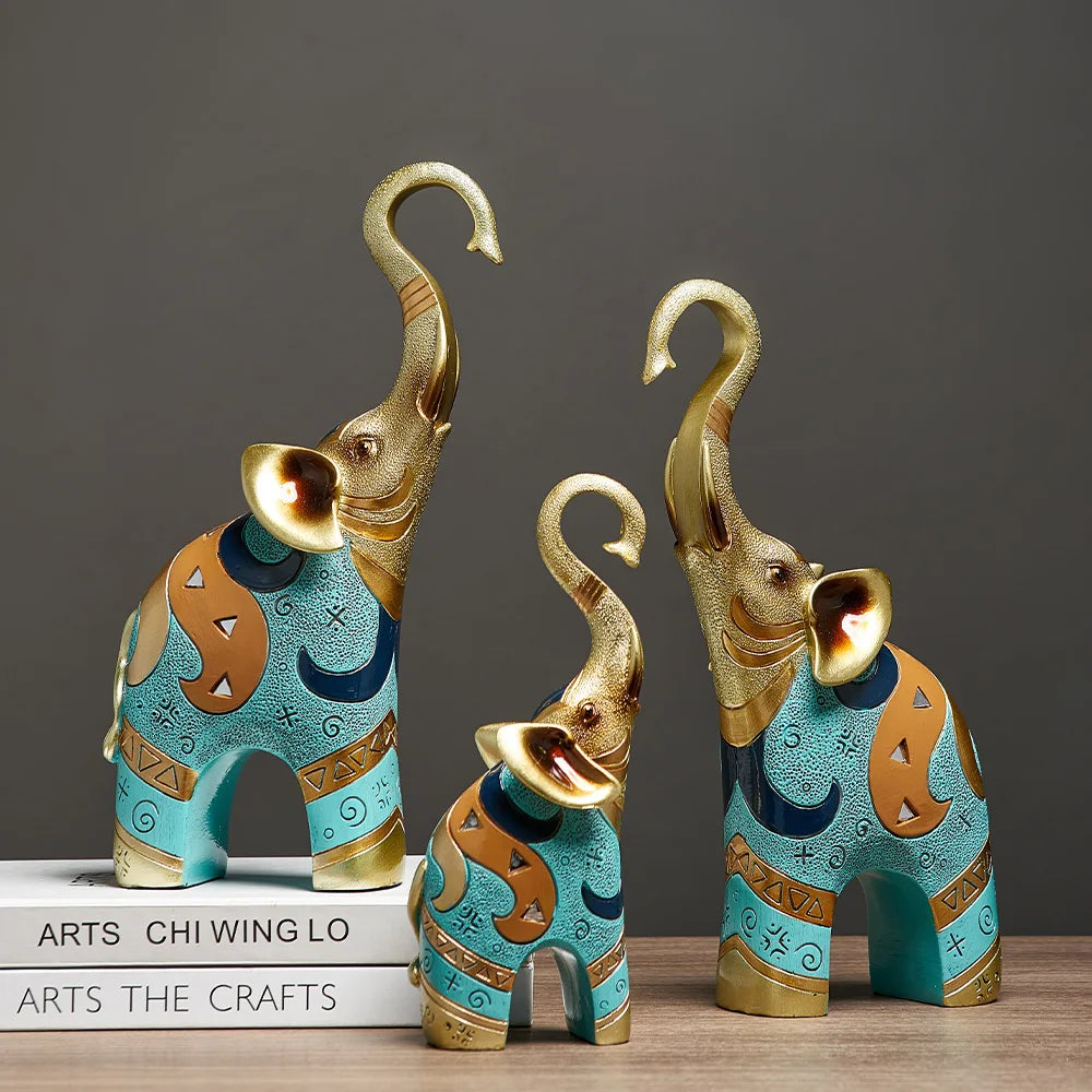 Elephant Resin Statues Ornaments 2 Items