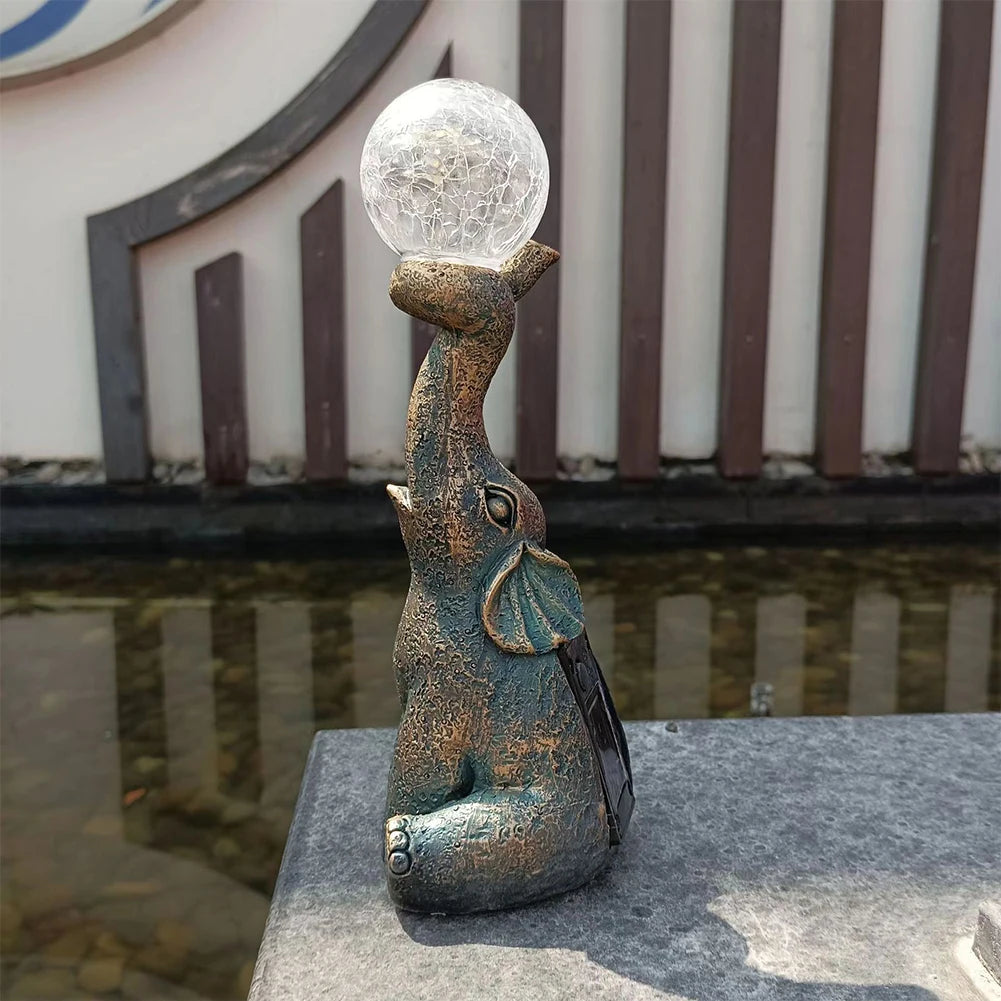 Elephant Cute Solar Figurine With LED Light Solar Garden Statue