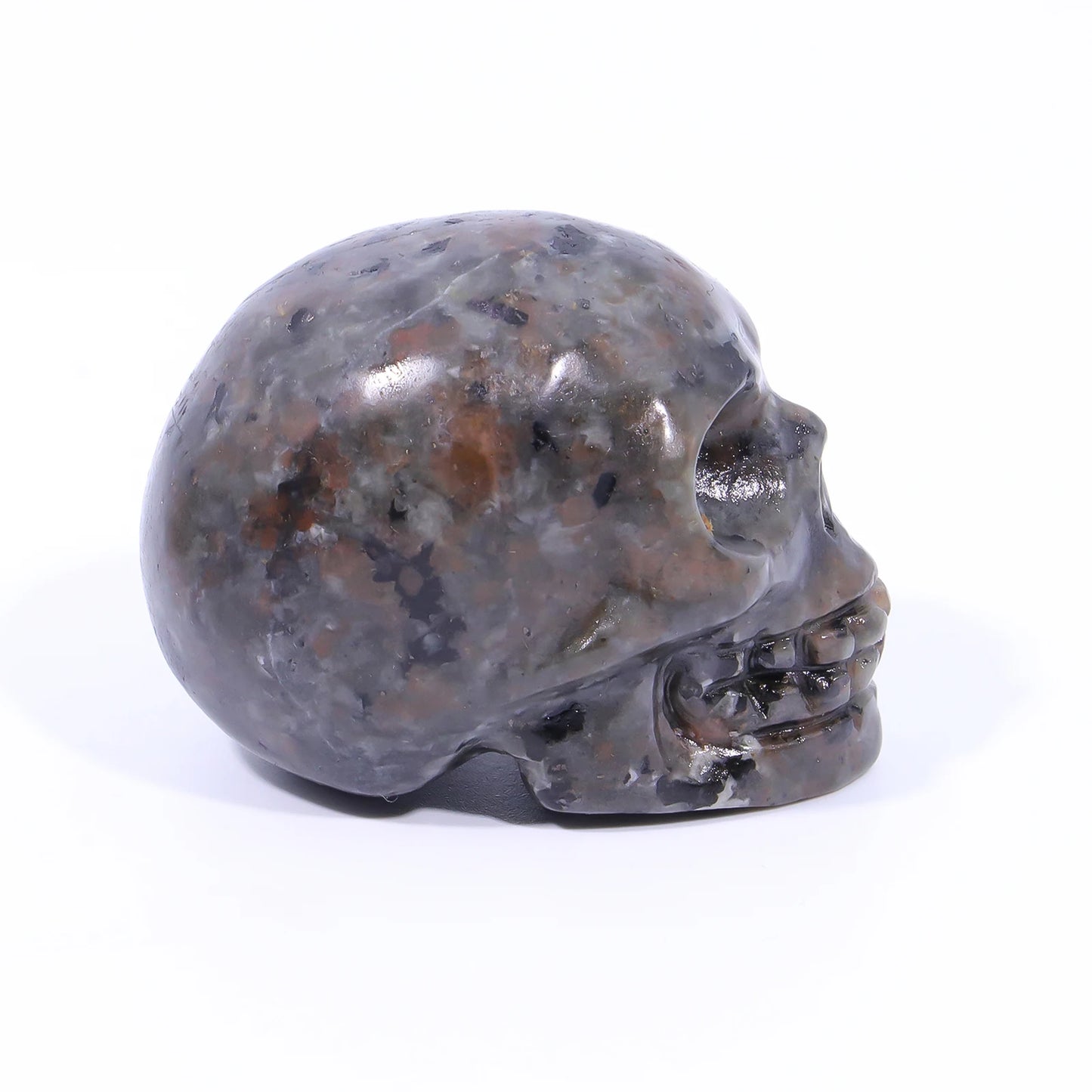 Skull Carved Statue Natural Hand Carved Flame Stone