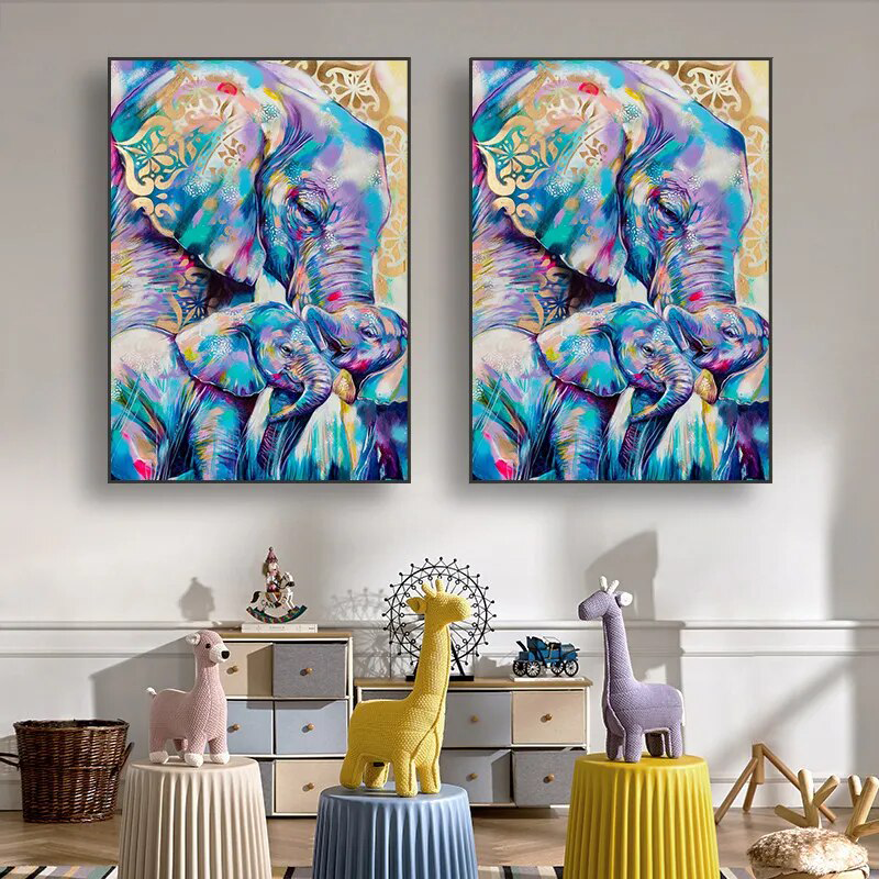 Elephant Graffiti Wall Art Canvas Painting