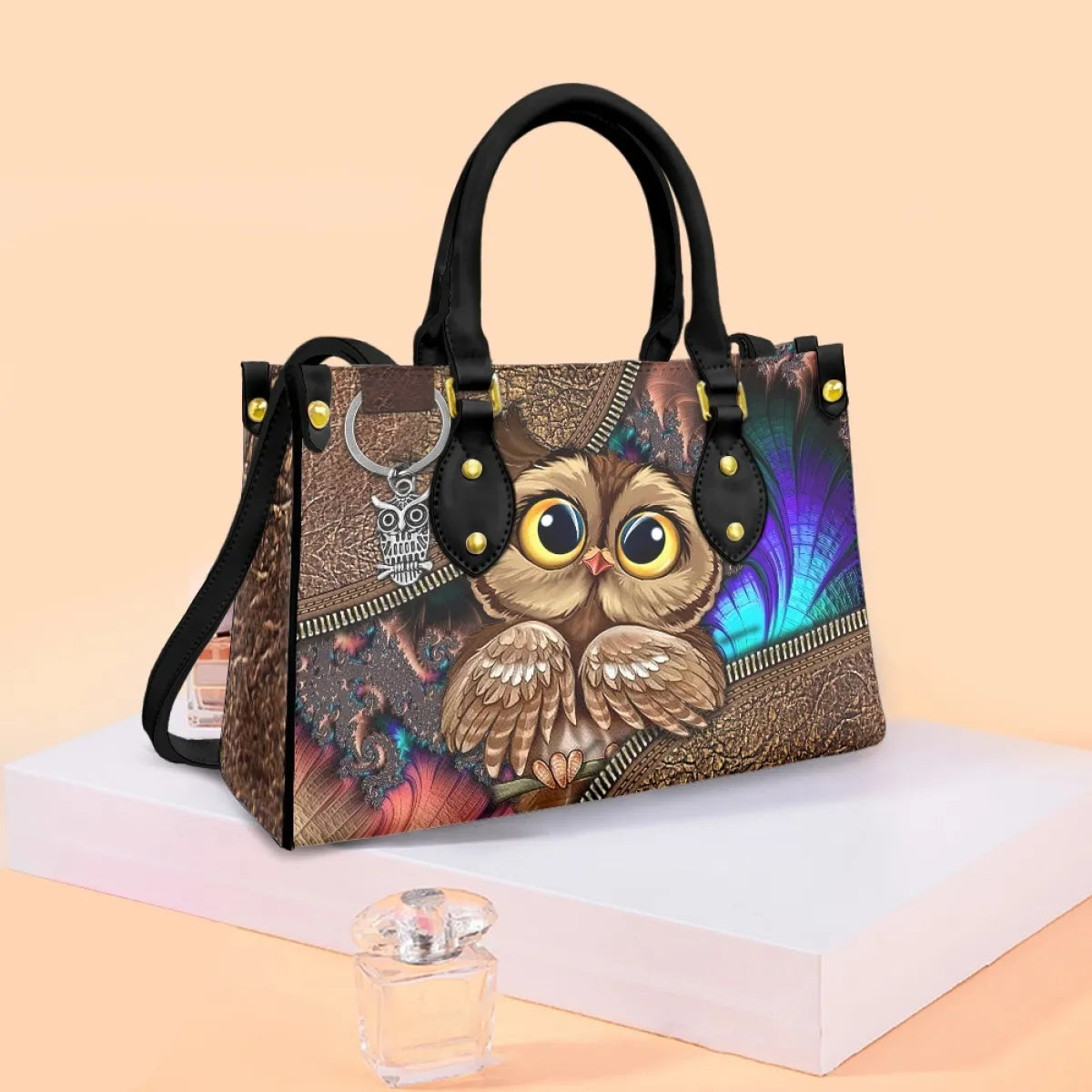 Cartoon Owl Pattern Pu Leather Shoulder Bag