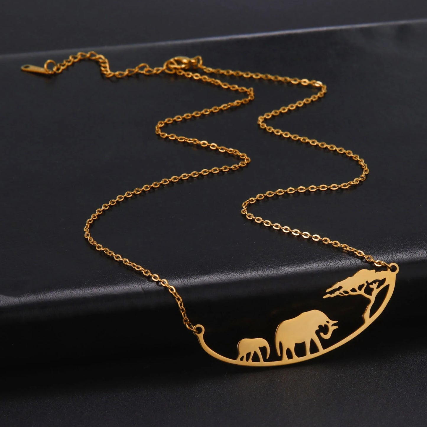 Elephant Necklace Mother Kid Stainless Steel