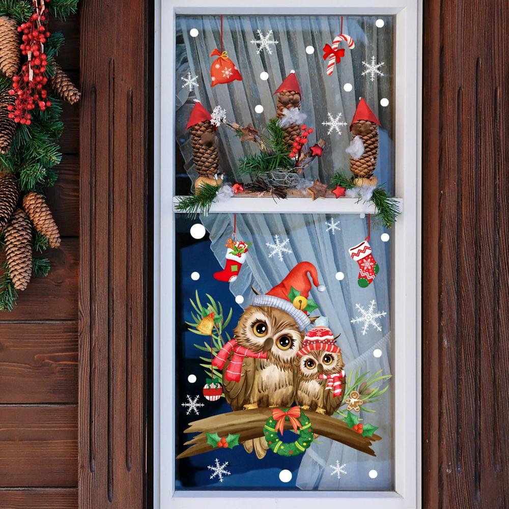 Christmas Owl Window Stickers Self Adhesive