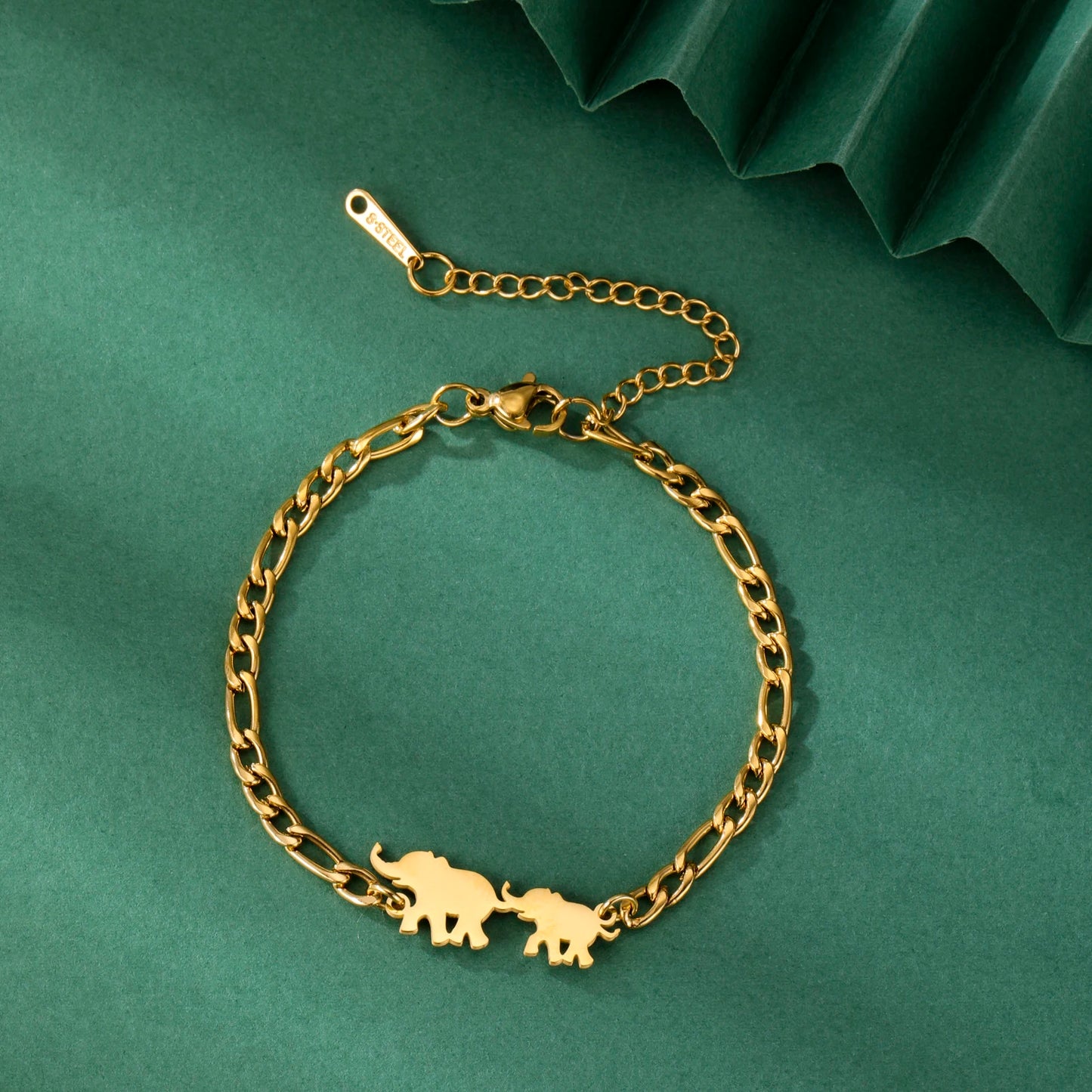 Elephant Family Bracelet Gold Color Stainless Steel