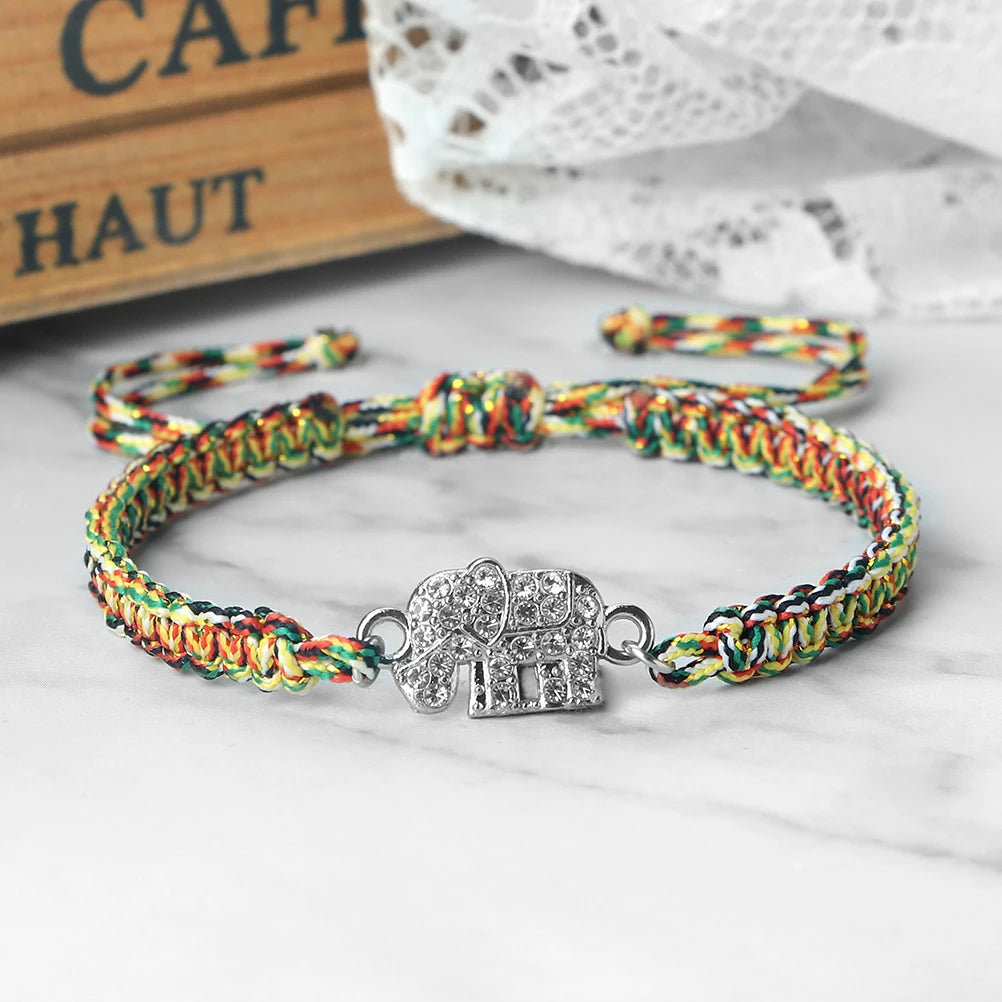 Elephant Pendant Bracelet Cute Crystal Handmade