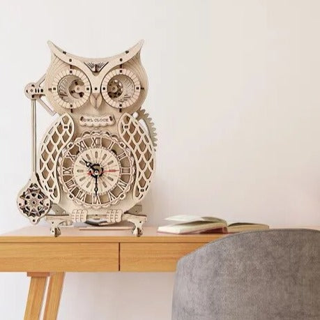 Owl Clock Wooden 3D