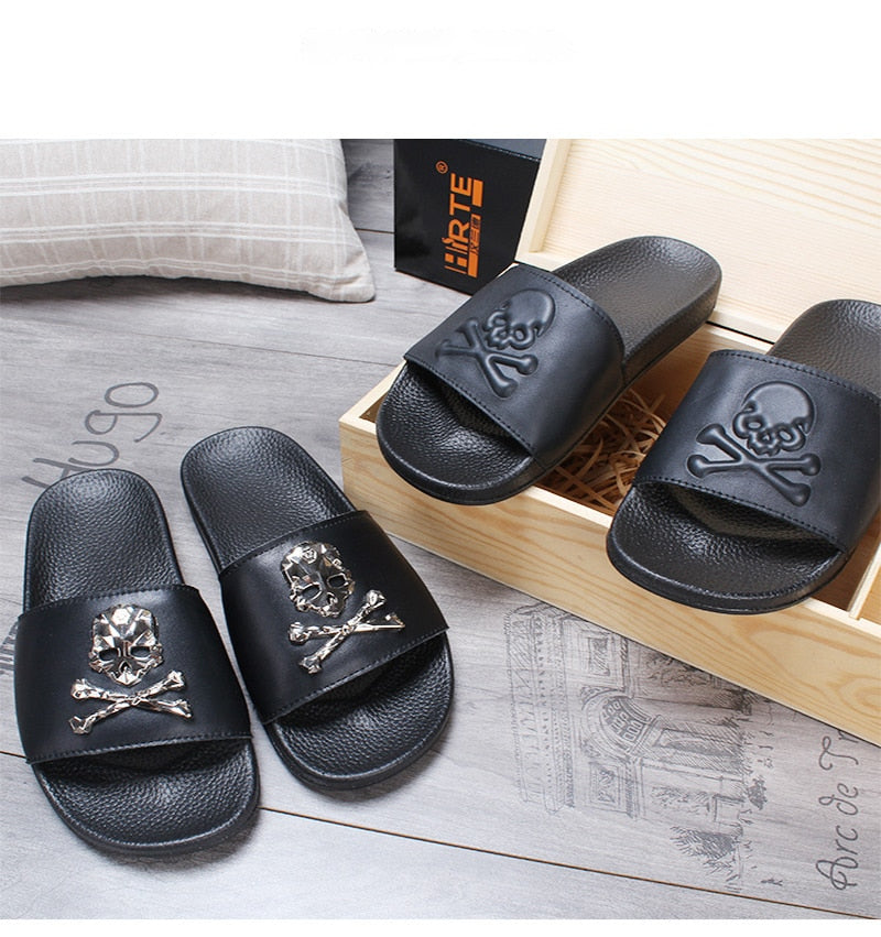 Skull Slippers Solid Flat Non-slip