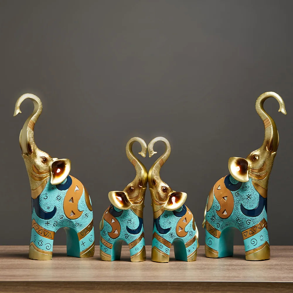 Elephant Resin Statues Ornaments 2 Items