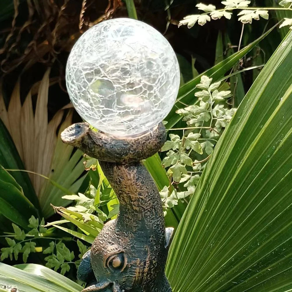 Elephant Cute Solar Figurine With LED Light Solar Garden Statue
