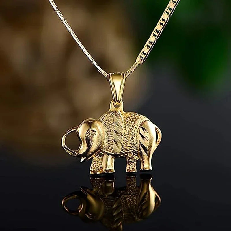 Elephant Pendant Necklace Gold Color