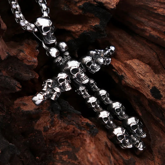 Skull Cross Necklace Stainless Steel Pendant