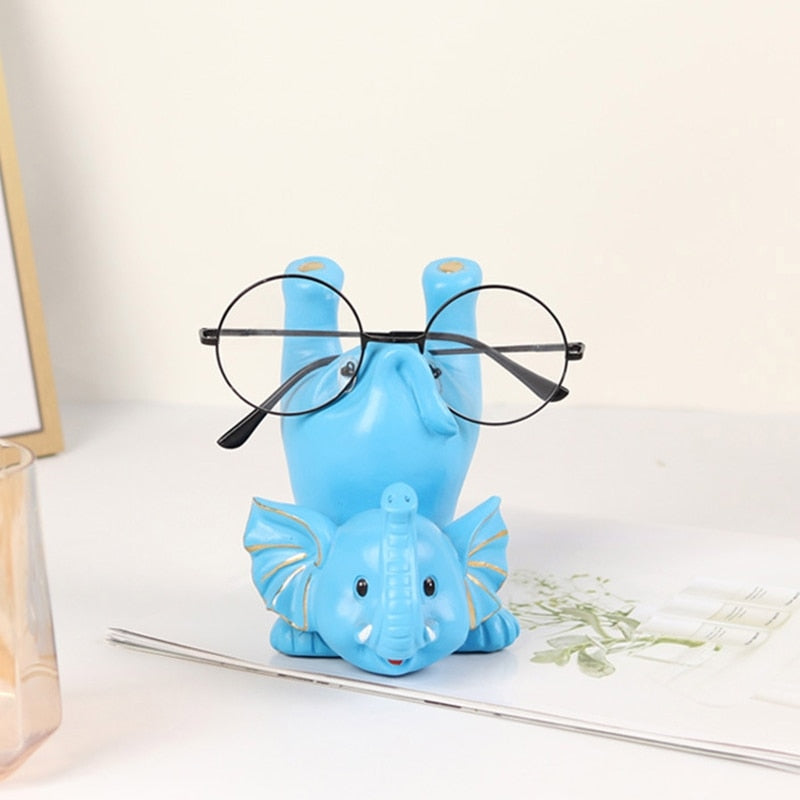 Cute Elephant Figurines Glasses Holder Resin