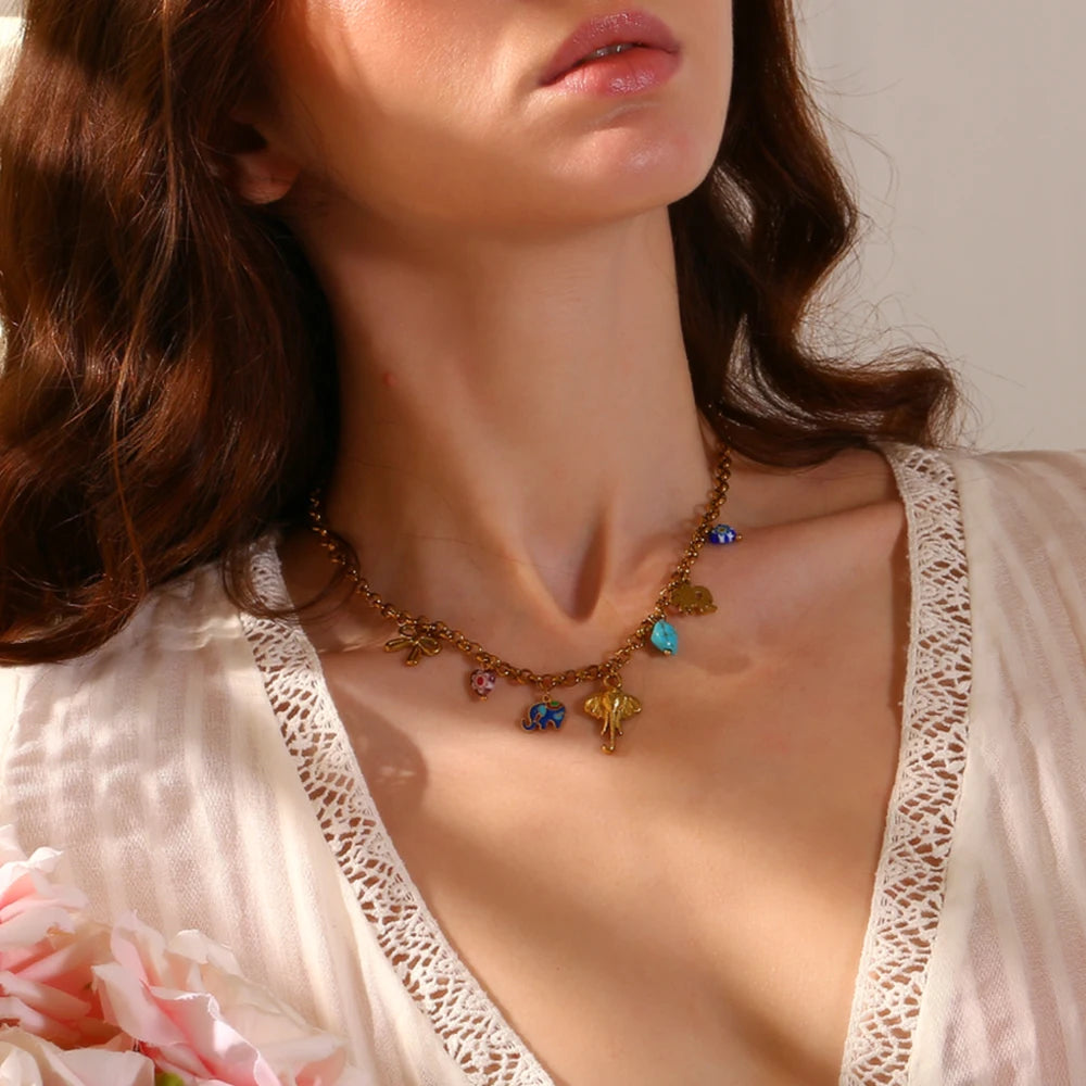 Elephant Gold Color Pendant Necklace