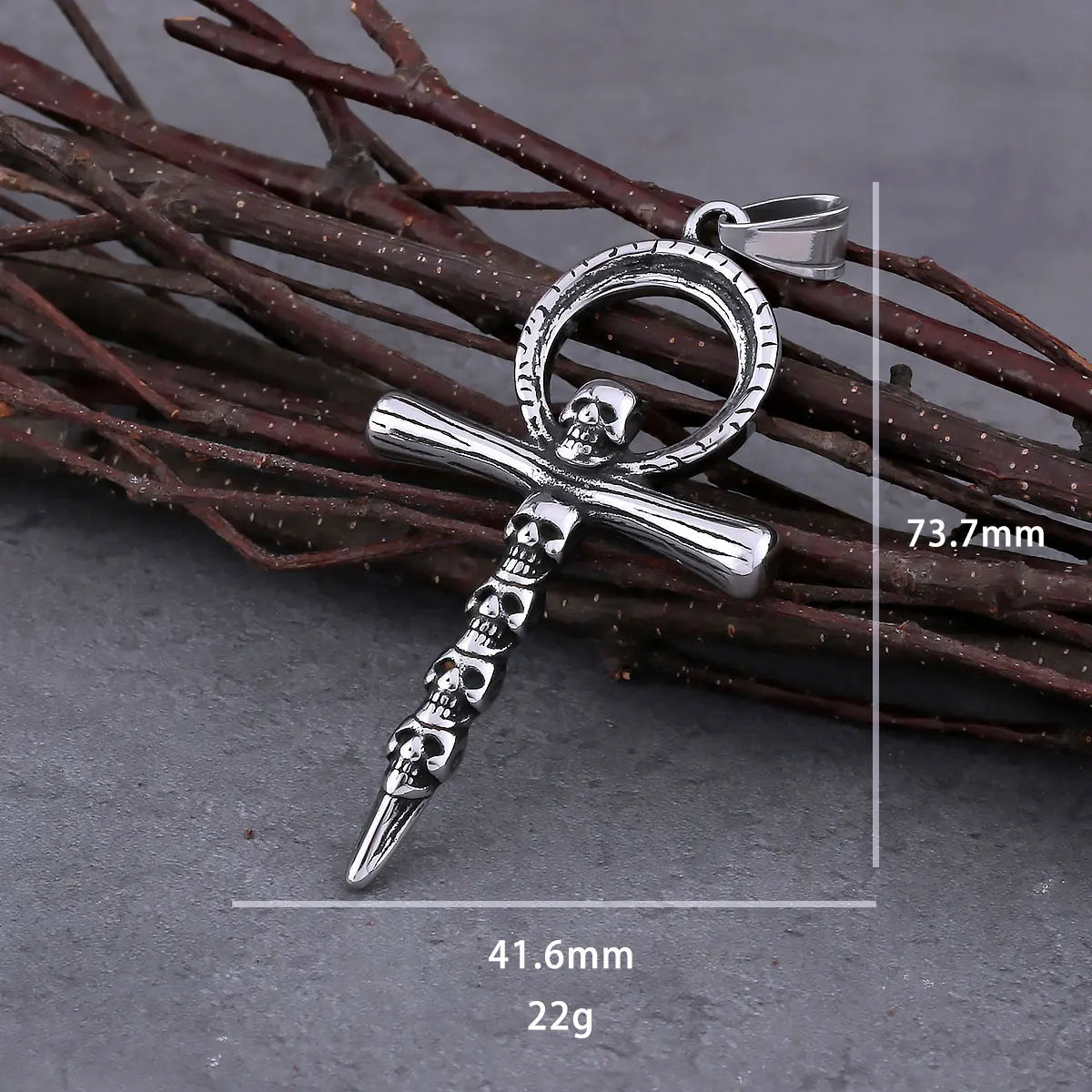 Skull Cross Stainless Steel Pendant Necklace