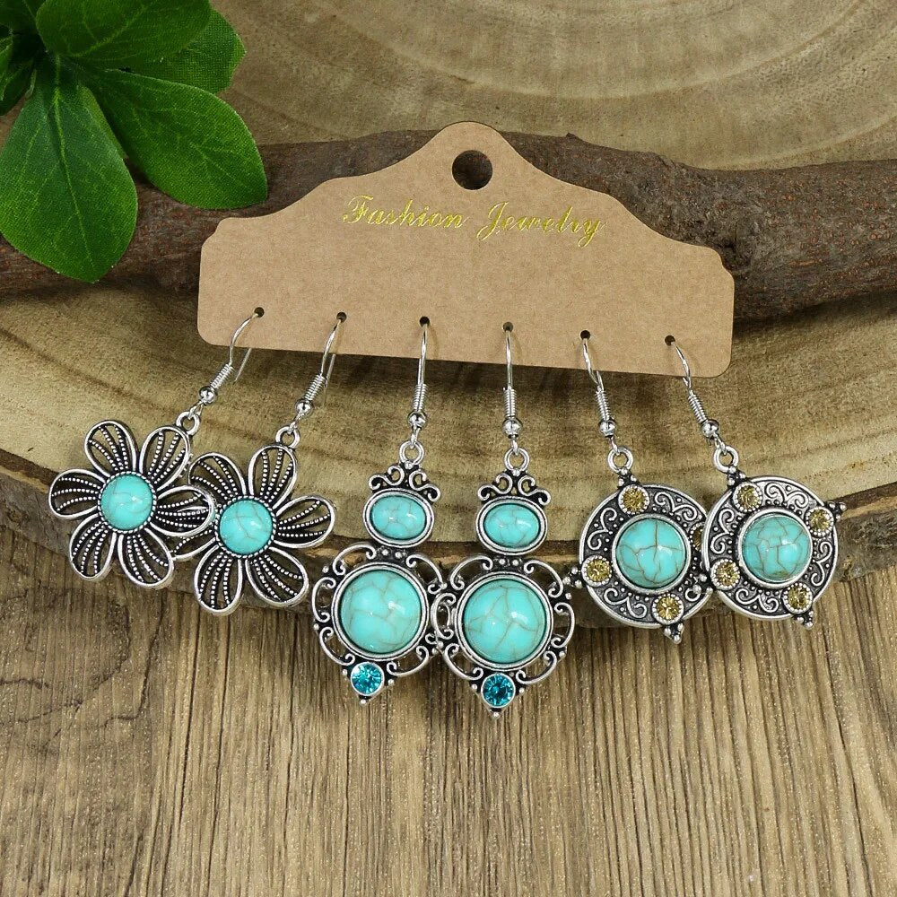 Native Blue Turquoises Earring Set