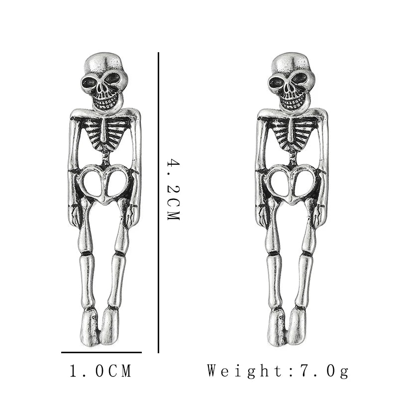 Skull Skeleton Drop Earrings Metal