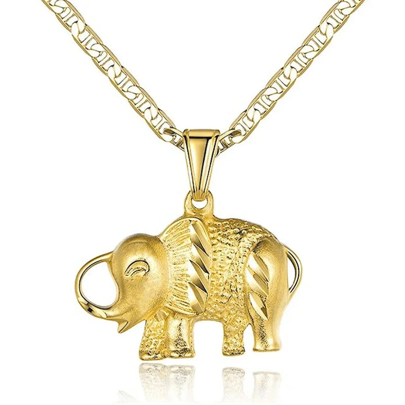 Elephant Pendant Necklace Gold Color
