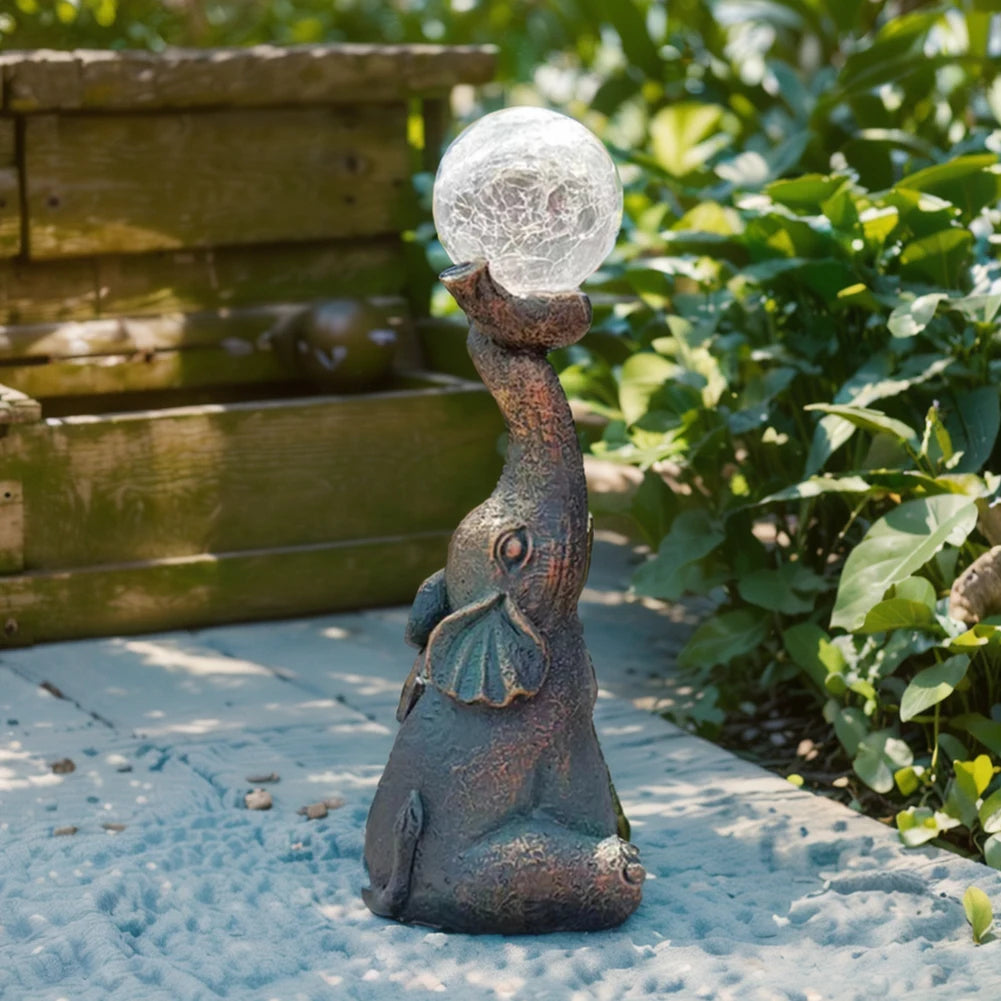 Elephant Cute Solar Figurine With LED Light Solar Garden Statue