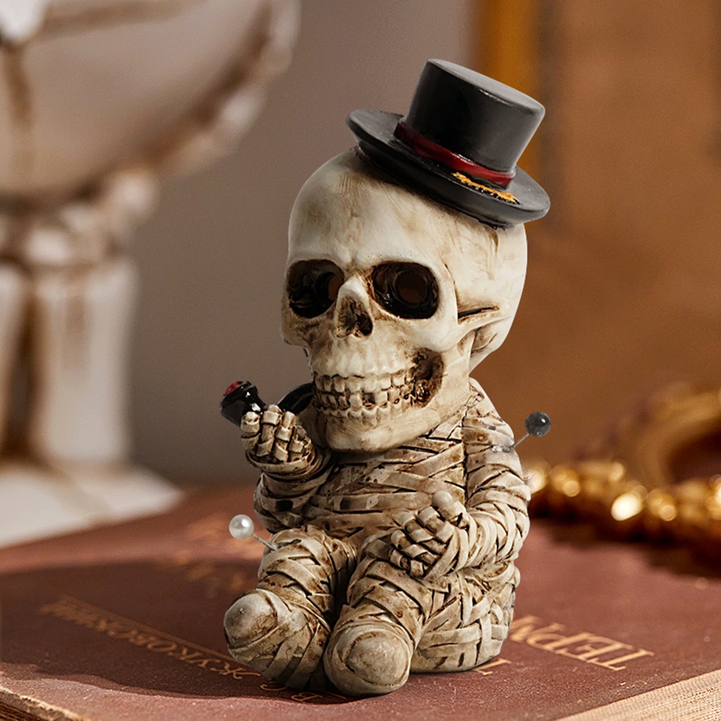 Skull Mummy Resin Statue Skull