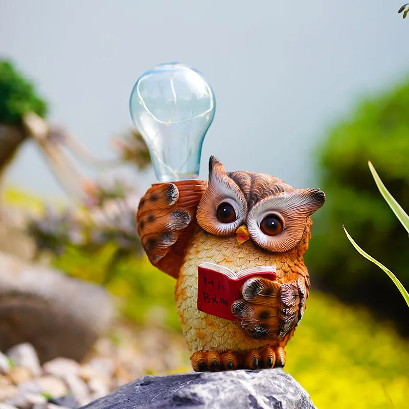 Owl Resin Cute  Statues Solar Light