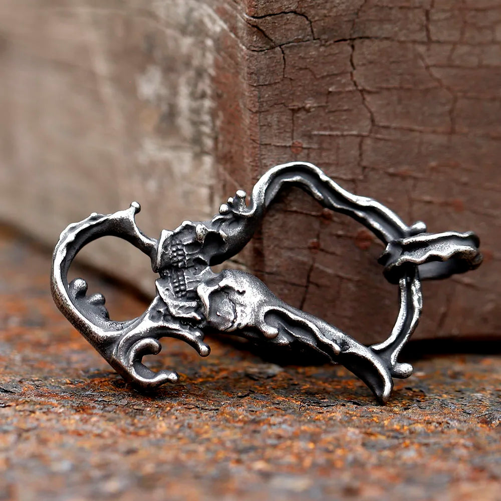 Skull Kissing Pendant Stainless Steel Necklace