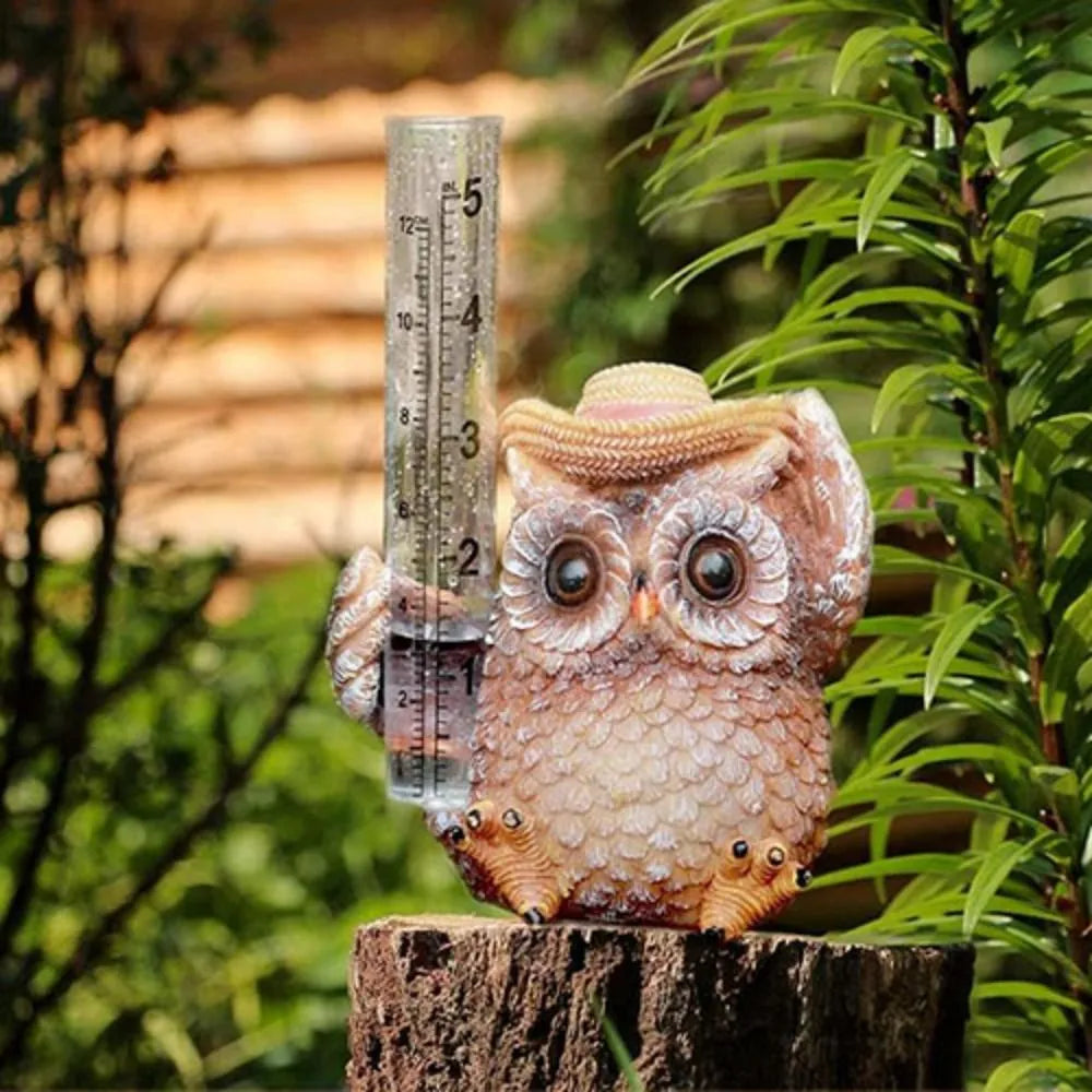 Owl Resin Statue Rain Gauge
