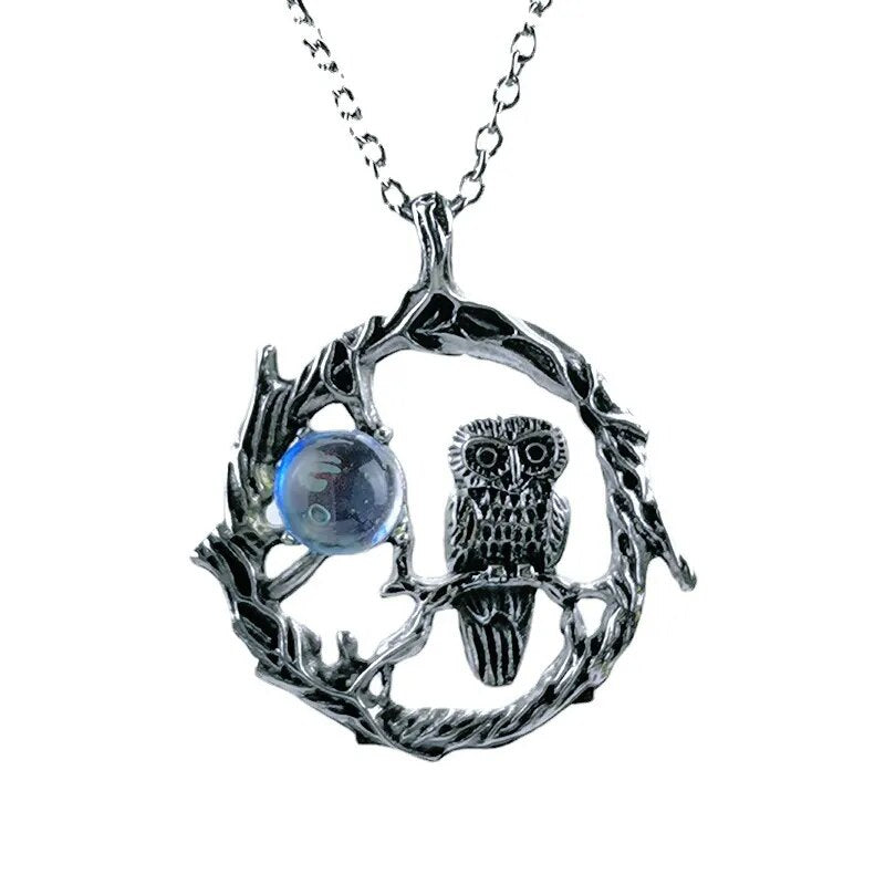 Owl Moonstone Pendant Necklace