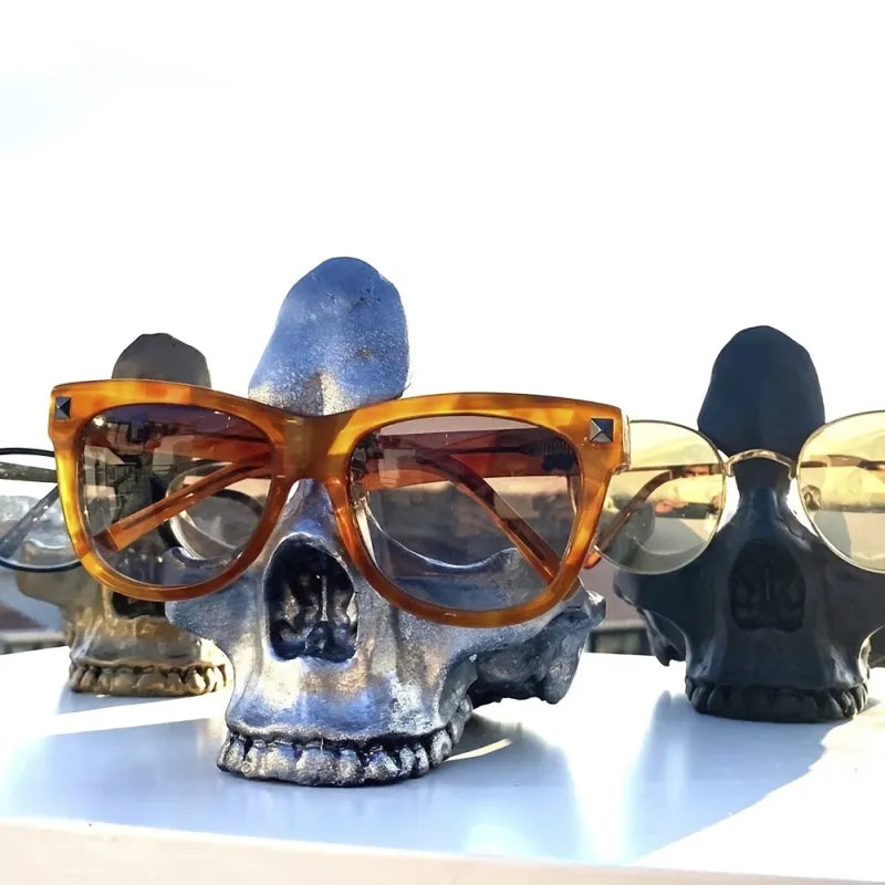 Skull Eyeglasses Statue Holder With Storage Tray