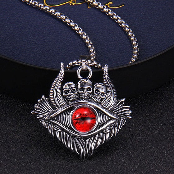 Skull Demon Eye Pendant Necklace
