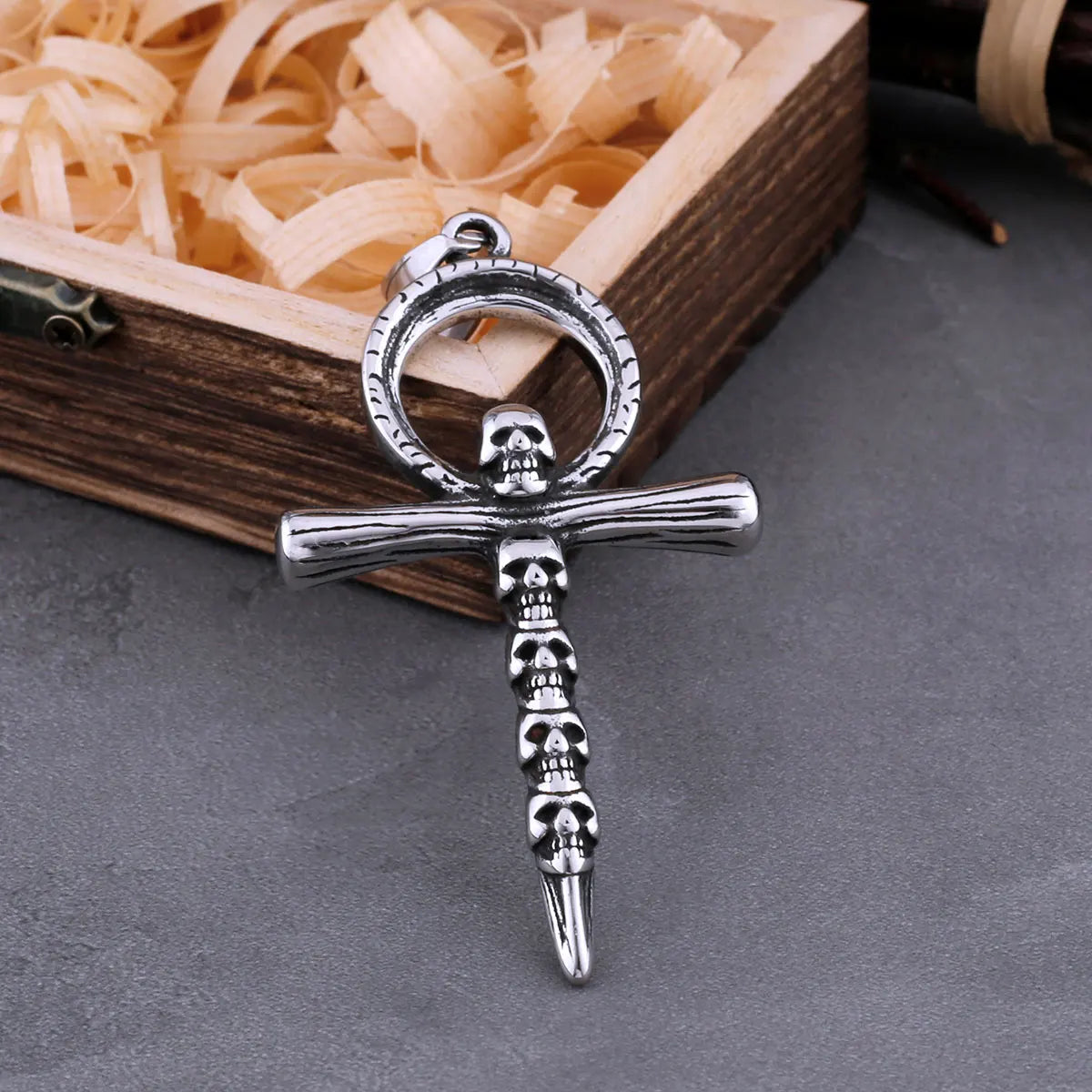 Skull Cross Stainless Steel Pendant Necklace