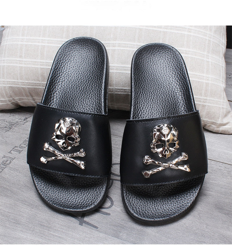 Skull Slippers Solid Flat Non-slip