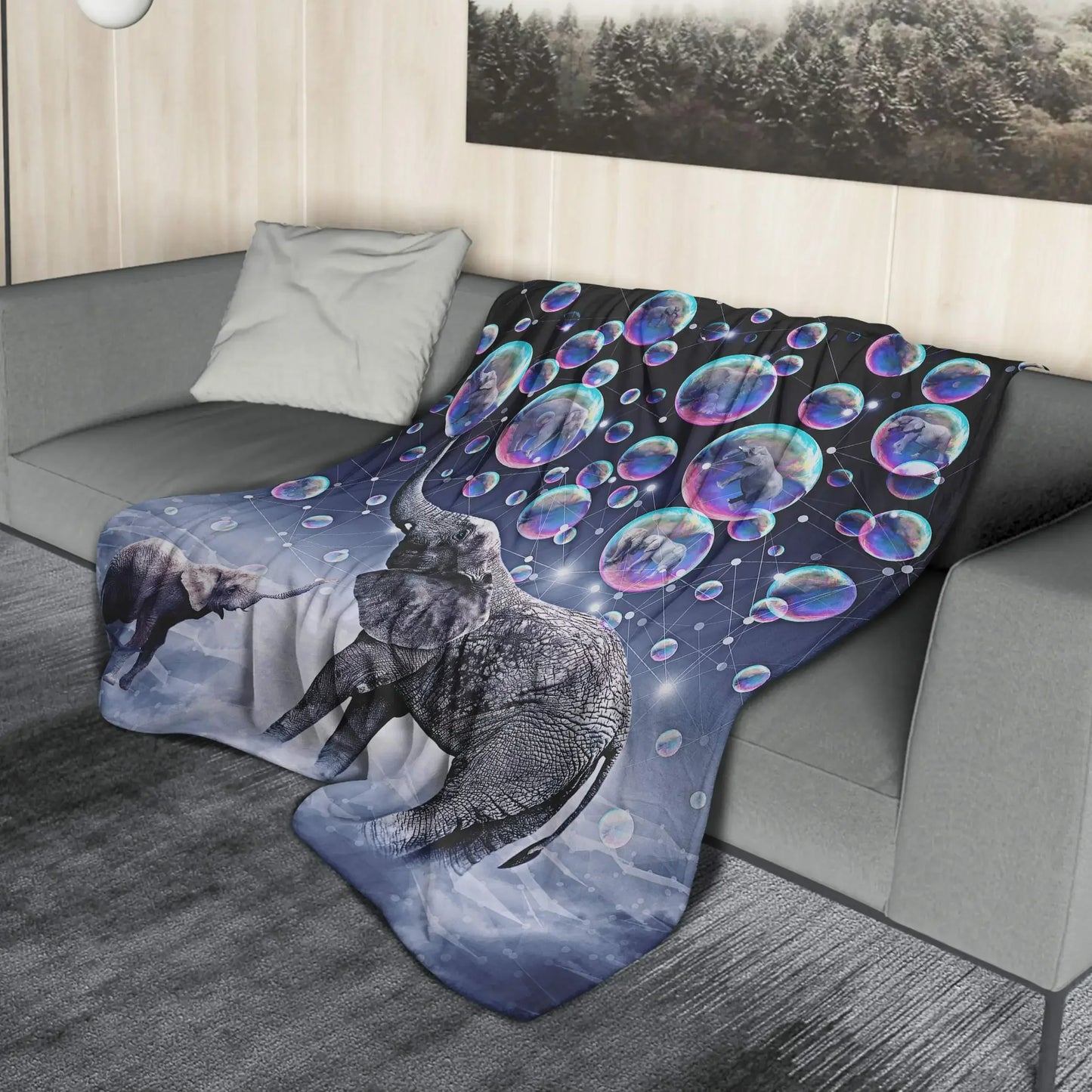 Elephant Blanket Cute Animals Print Throw Blanket