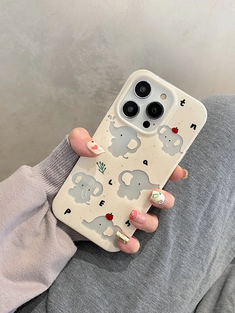 Elephant Hollow Out Cartoon Cute Phone Case Shockproof Silicone Back Cover