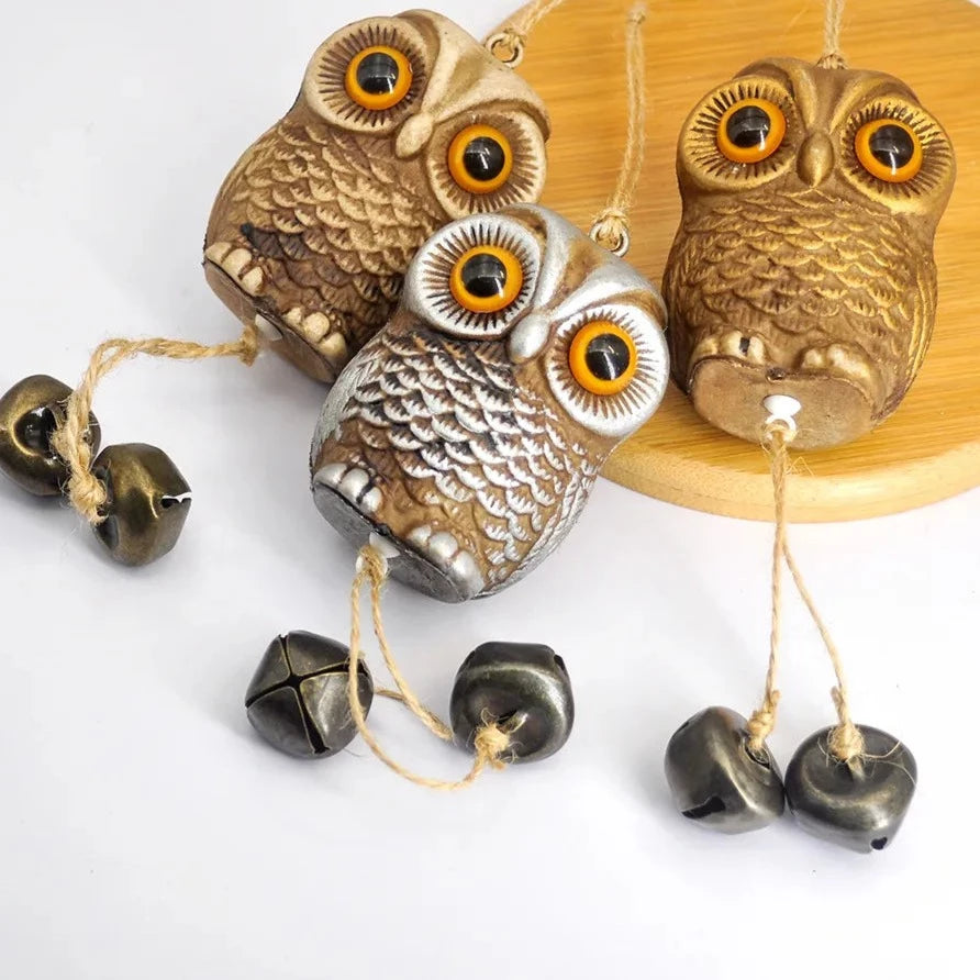 Owl Statue Hanging Metal Bells Chime