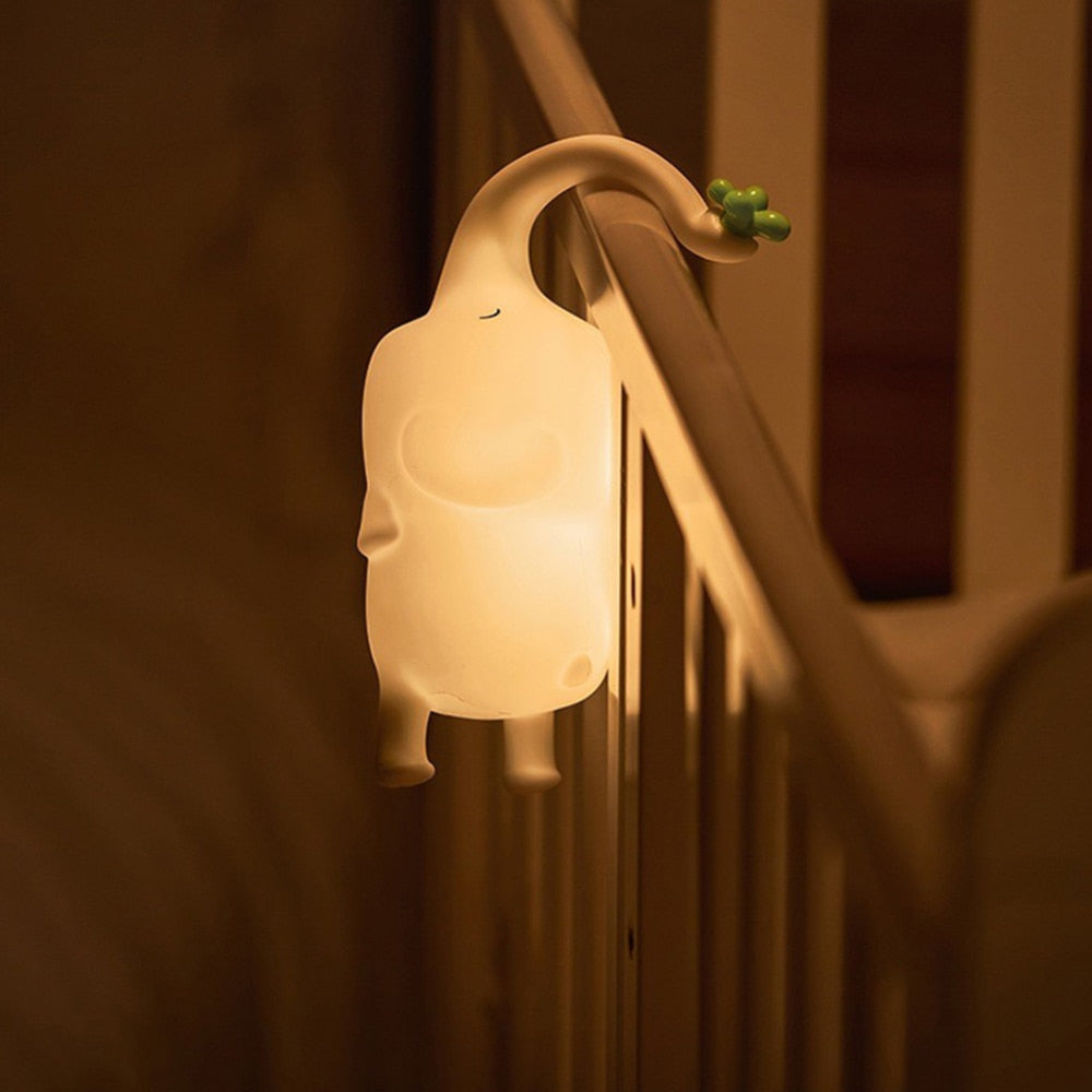 Cute Elephant Night Light Silicone Touch Dimmable Timing USB Rechargeable