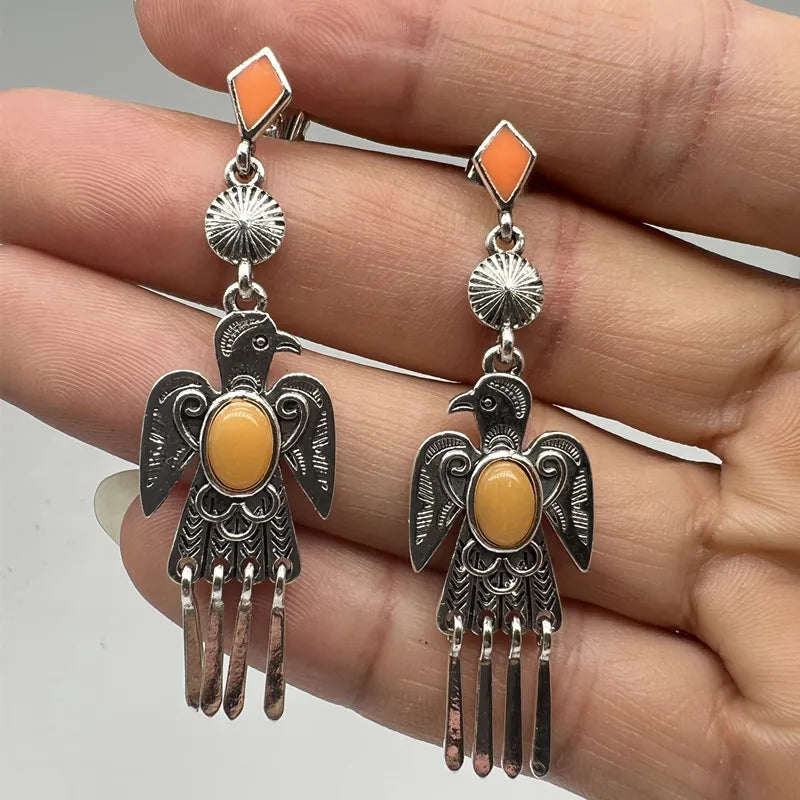 Native Metal Eagle Earrings