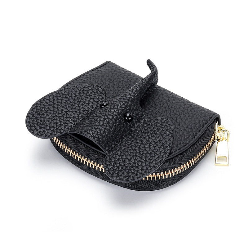 Women Card Holders Elephant Leather Fashion Wallet Zipper Purse