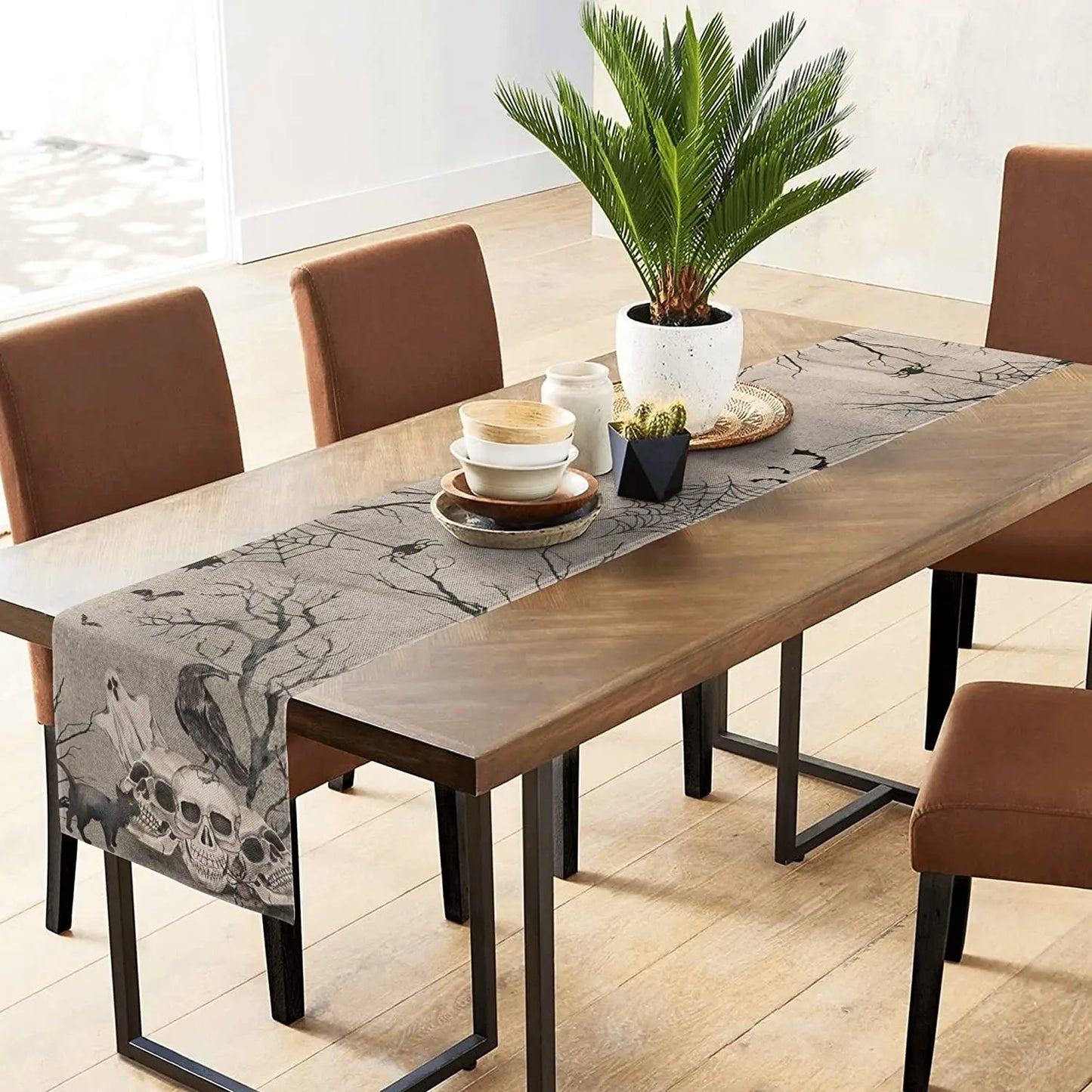 Skull Gothic Linen Table Runners
