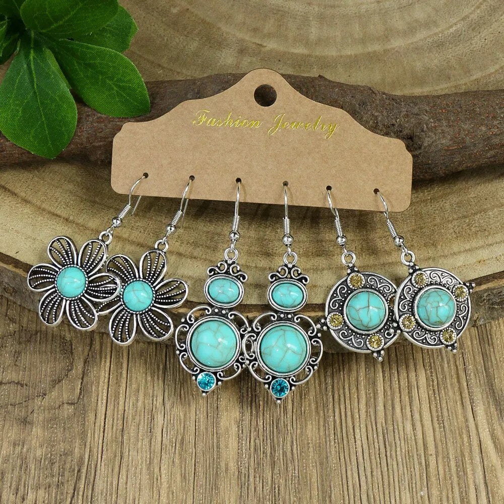 Native Blue Turquoises Earring Set
