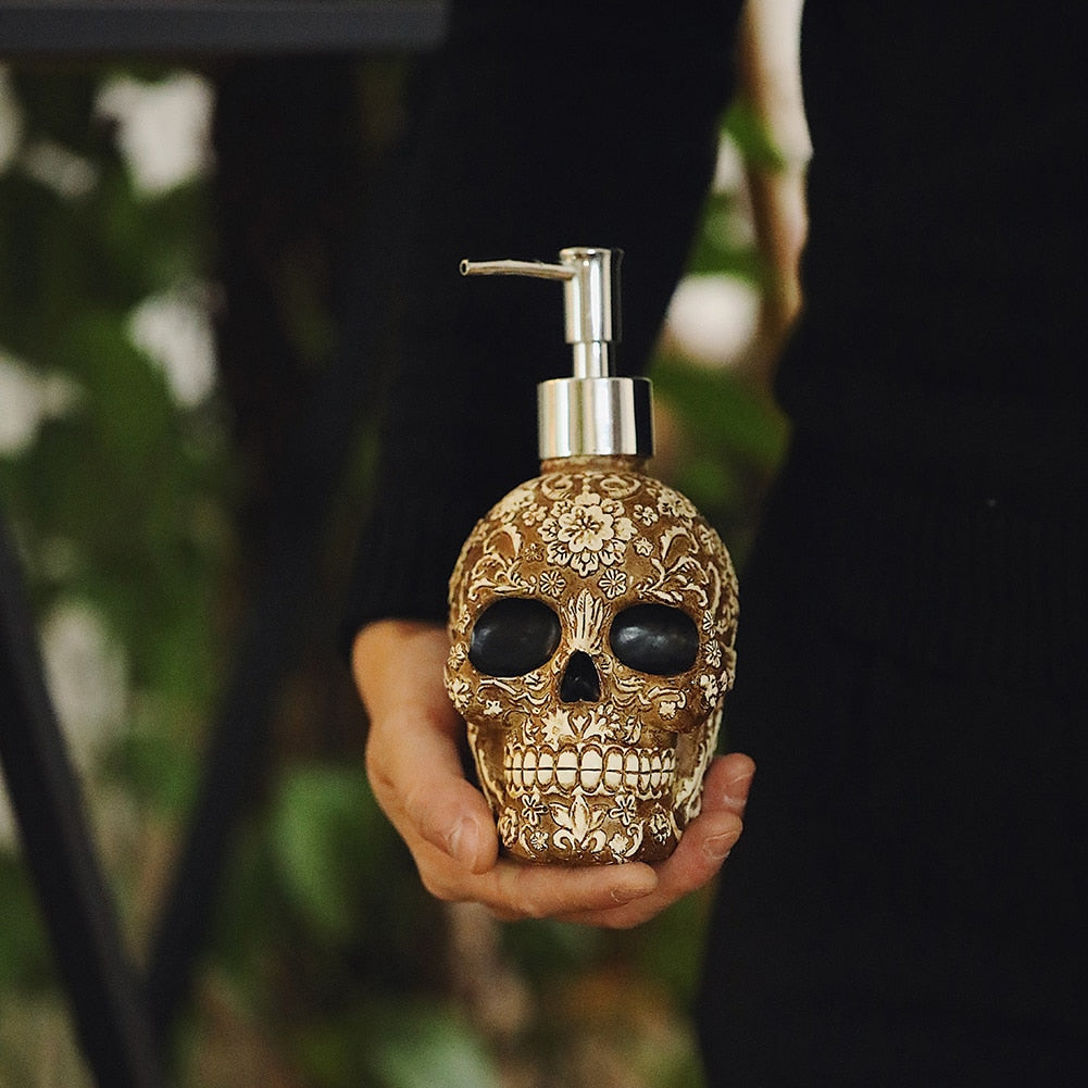 Skull Bottle Soap Dispenser Resin