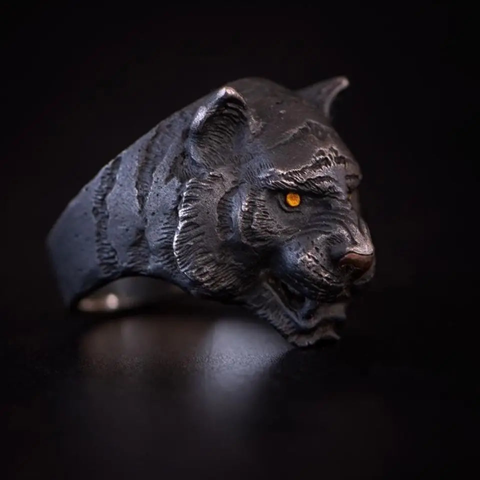 Tiger Head Rings Black Color