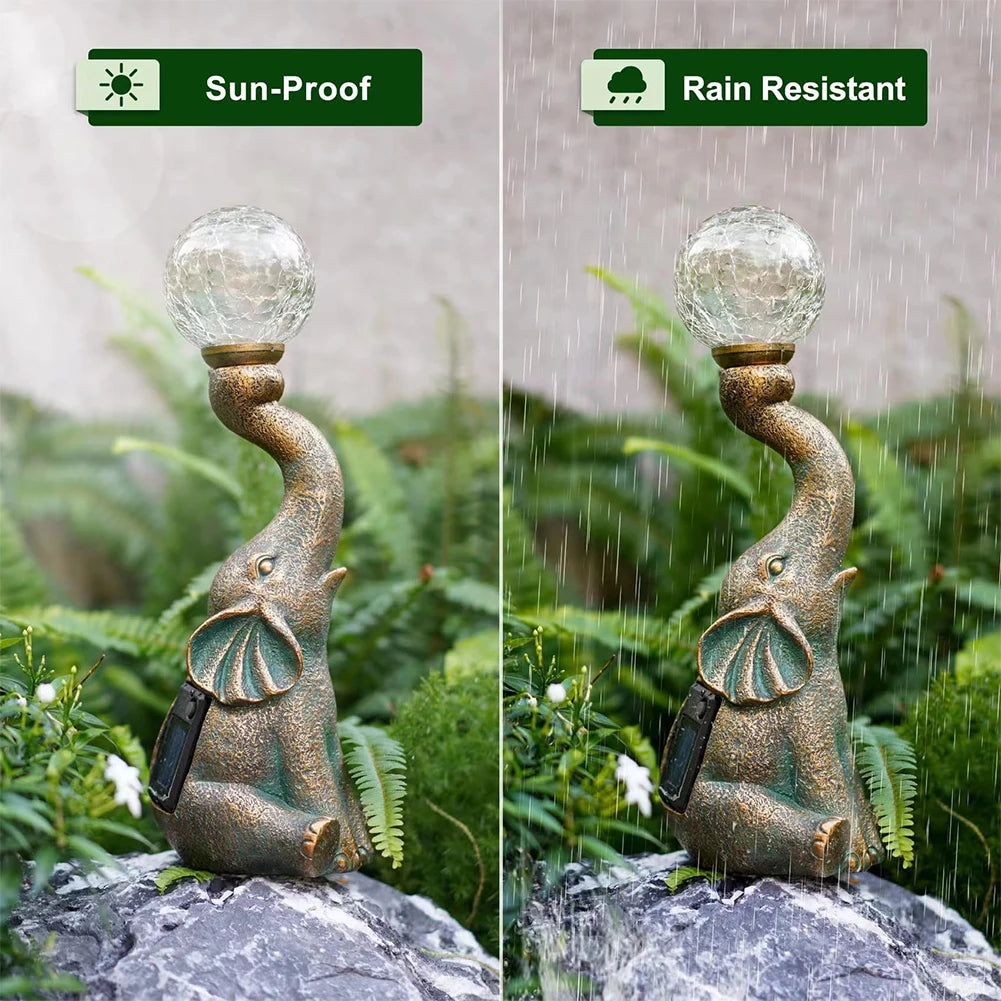 Elephant Cute Solar Figurine With LED Light Solar Garden Statue