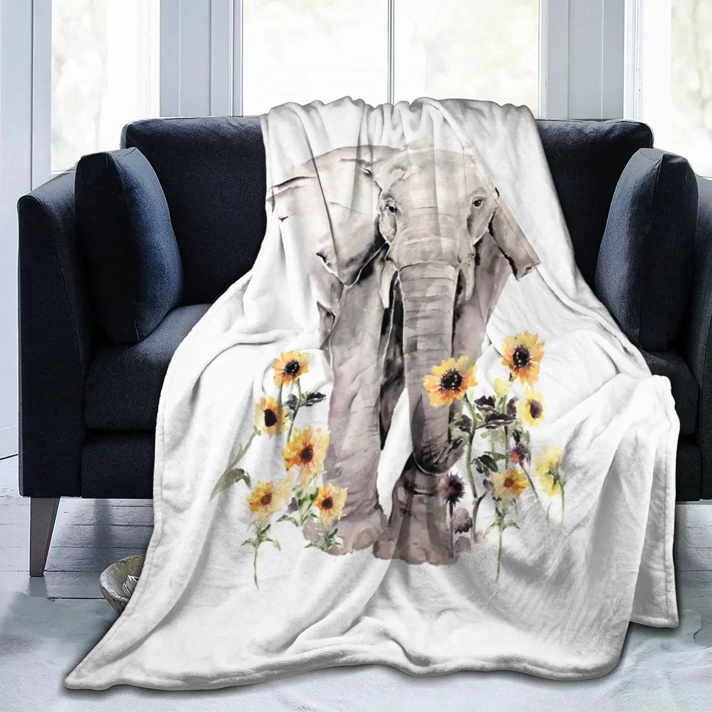 Elephant Blanket Cute Animals Print Throw Blanket