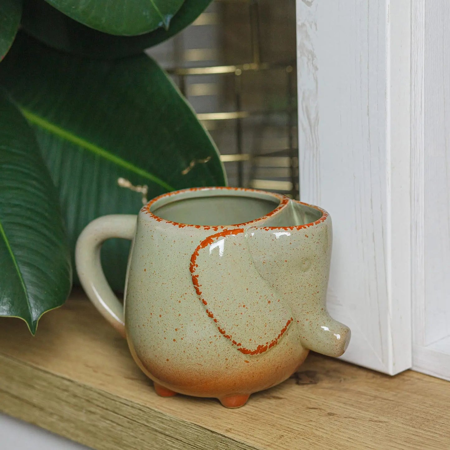 Elephants Ceramic Mugs 16oz Cup With Tea Bag Holder