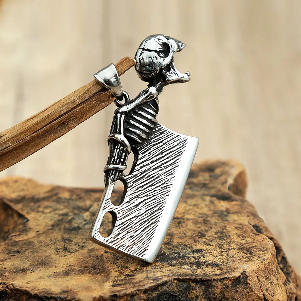 Skull Knife Bottle Opener Pendant Necklace Stainless Steel