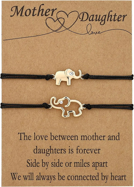 Elephant Mother Daughter Bracelets Set
