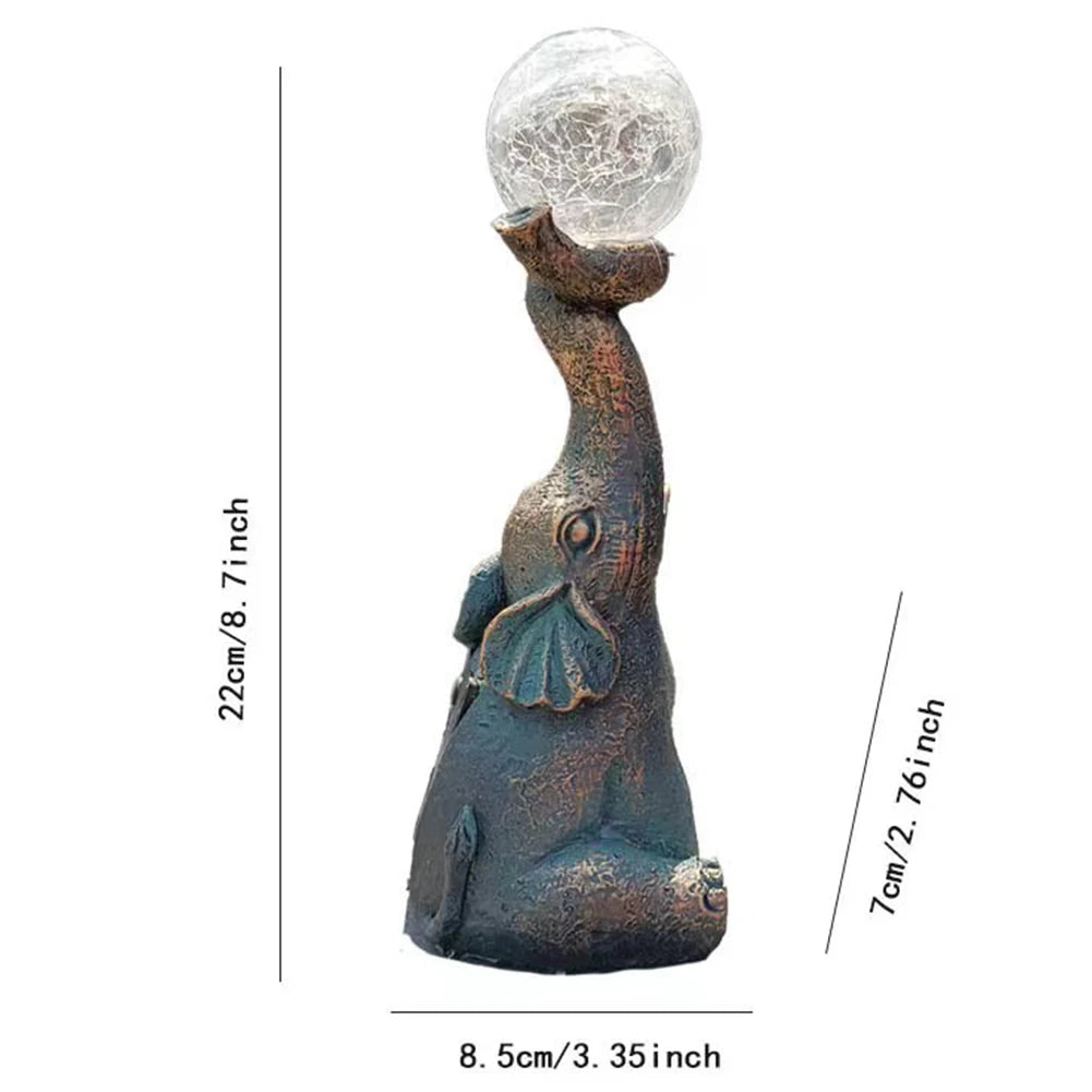 Elephant Cute Solar Figurine With LED Light Solar Garden Statue