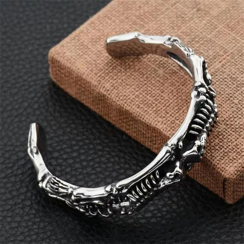 Skull Open Bracelet Stainless Steel