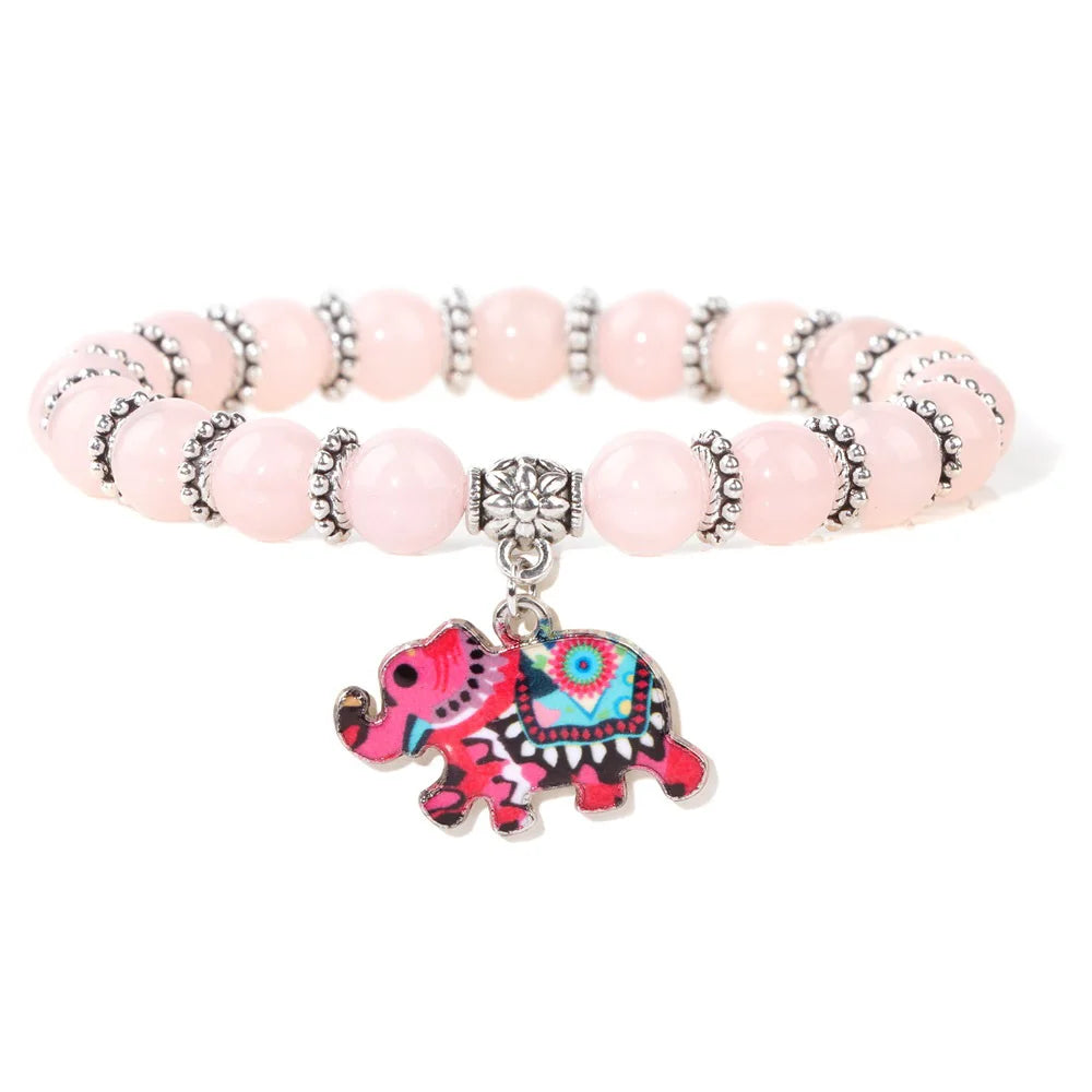 Elephant Pendant Bracelets Stone Turquoise Beaded